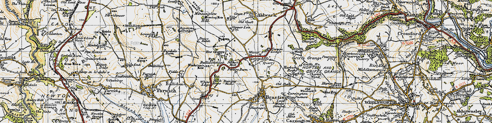 Old map of Ballidonmoor in 1947