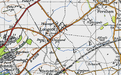 Old map of Longcot in 1947
