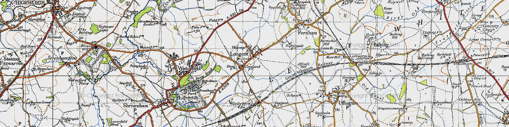 Old map of Longcot in 1947