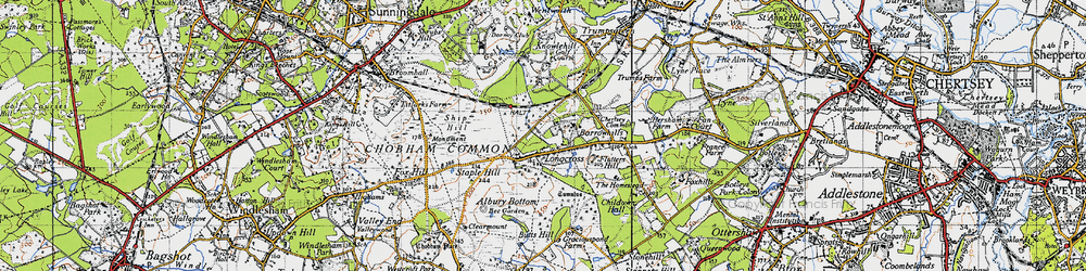 Old map of Longcross in 1940