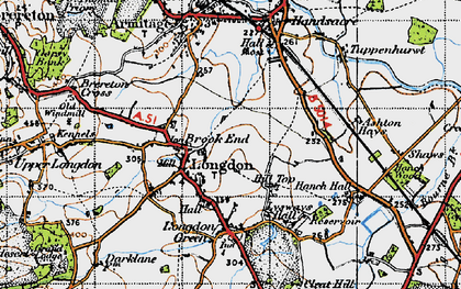 Old map of Longdon in 1946