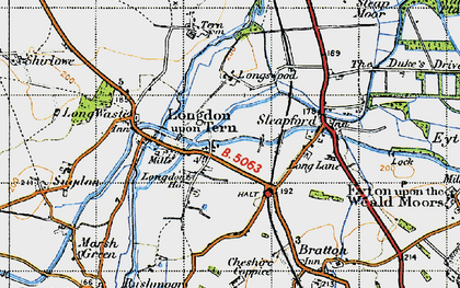 Old map of Longdon on Tern in 1947