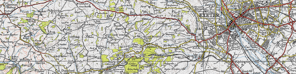 Old map of Longdown in 1946