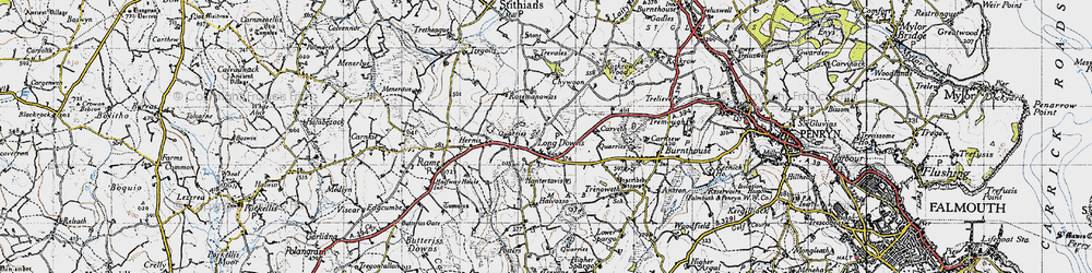 Old map of Longdowns in 1946