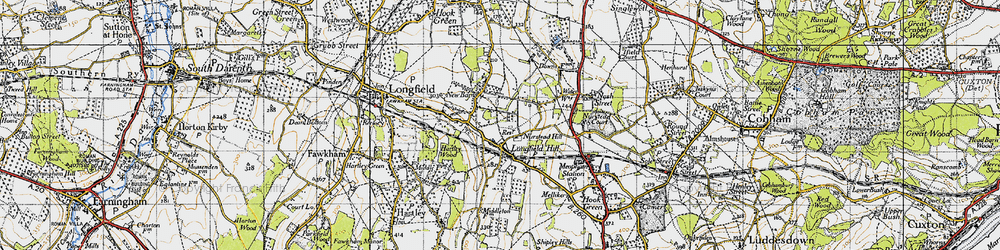 Old map of Longfield Hill in 1946