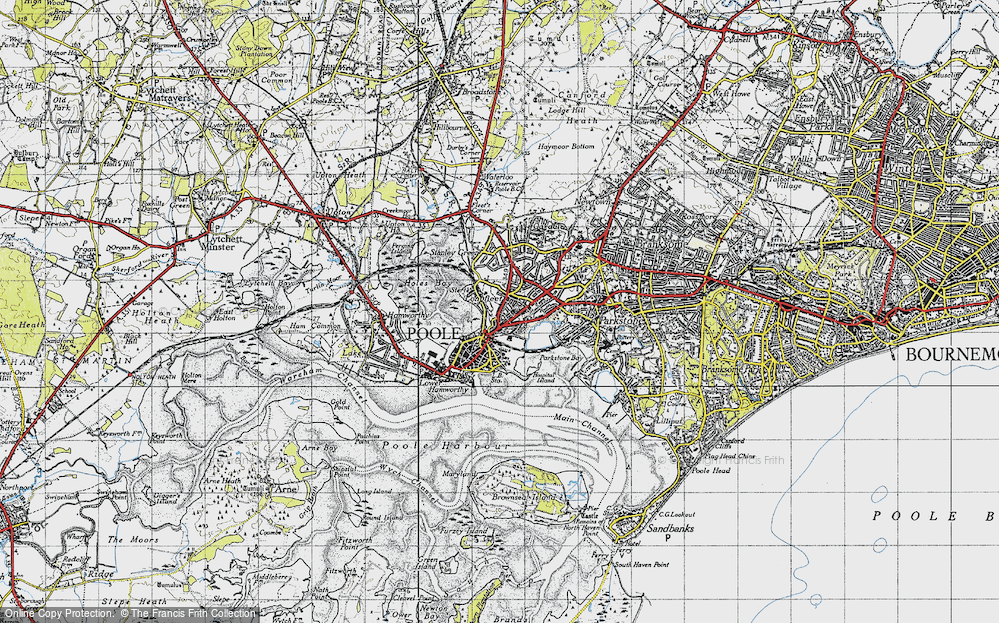 Old Map of Historic Map covering Poole Park in 1940
