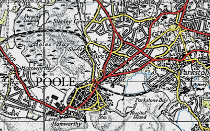 Old map of Poole Park in 1940
