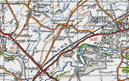 Old map of Buntingsdale Hall in 1947