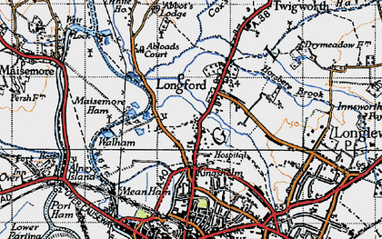 Old map of Longford in 1947