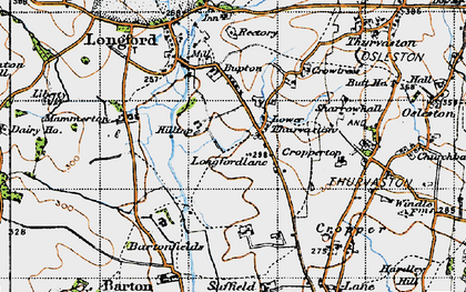 Old map of Longfordlane in 1946