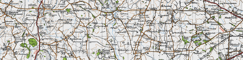 Old map of Longfordlane in 1946