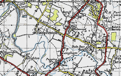 Old map of Longham in 1940