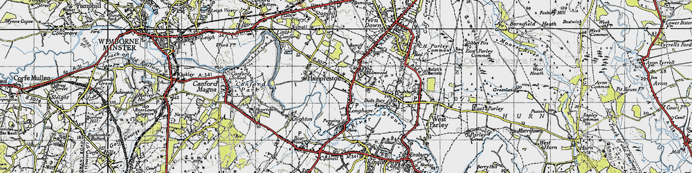 Old map of Holmwood in 1940