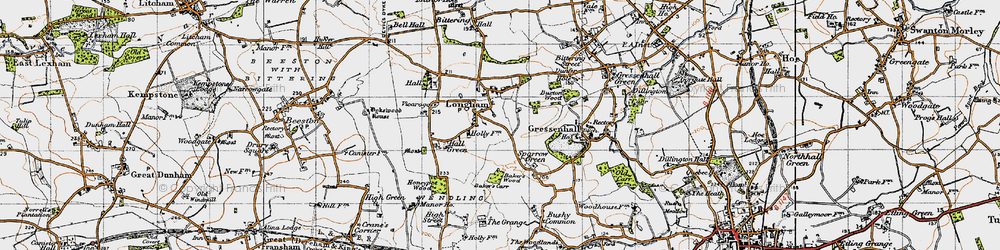 Old map of Longham in 1946