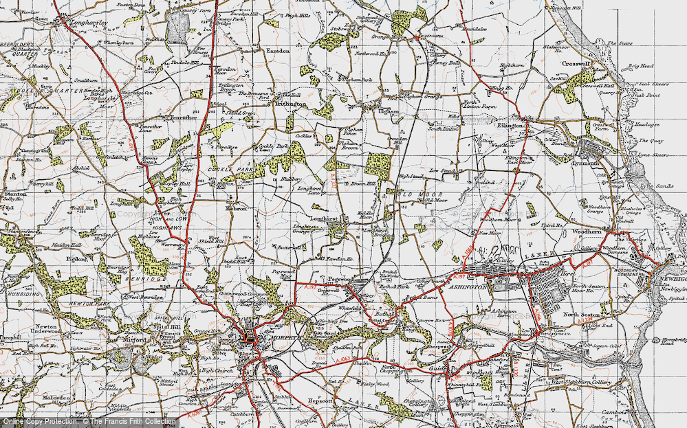 Old Map of Historic Map covering Broomhhaugh in 1947
