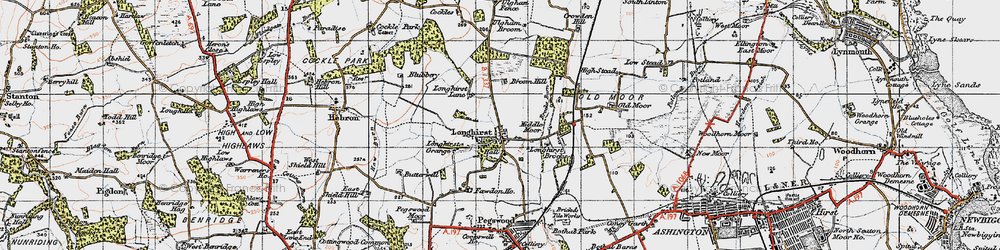 Old map of Longhirst in 1947