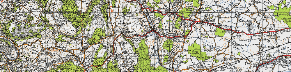 Old map of Longhope in 1947