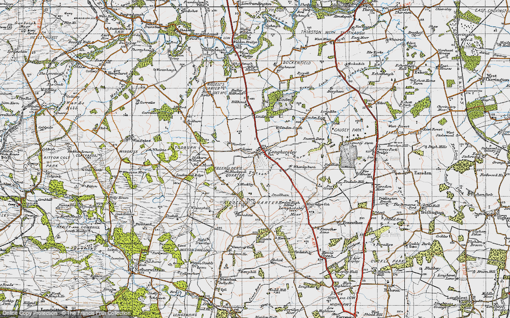 Old Map of Historic Map covering Todburn Moor in 1947