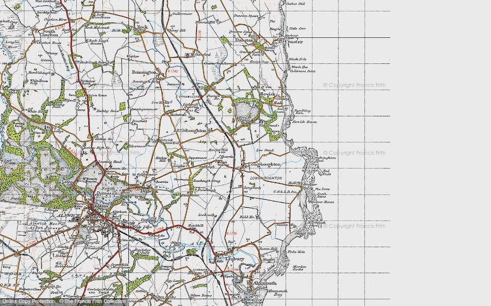 Old Map of Longhoughton, 1947 in 1947