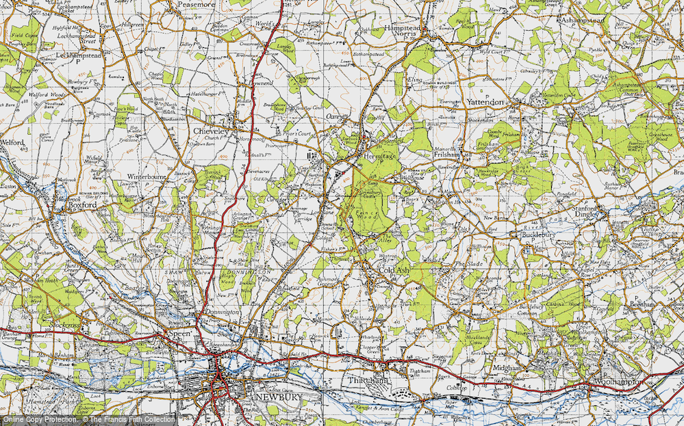 Old Map of Historic Map covering West Berkshire in 1945