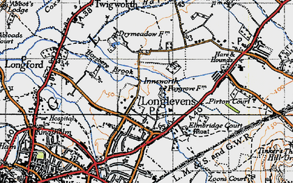 Old map of Longlevens in 1947