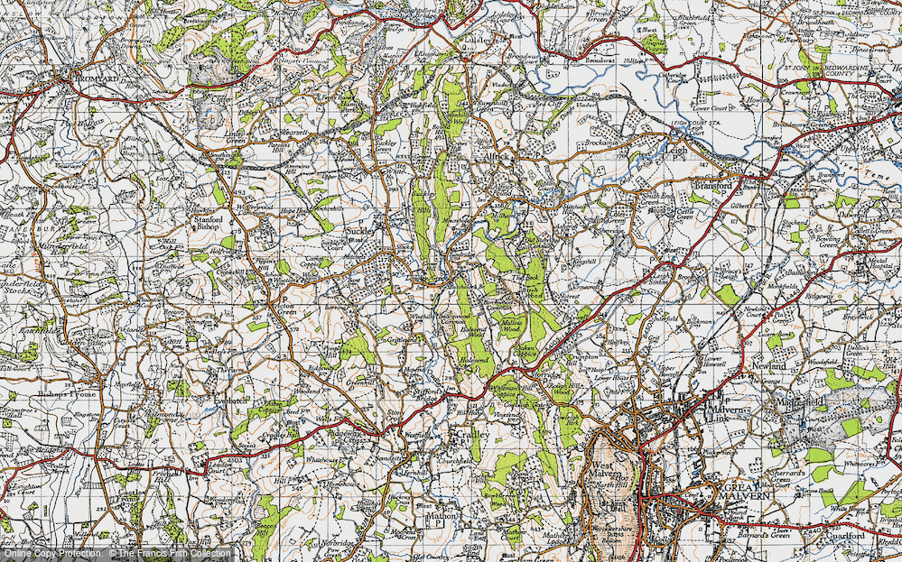 Old Map of Historic Map covering Birchwood Common in 1947