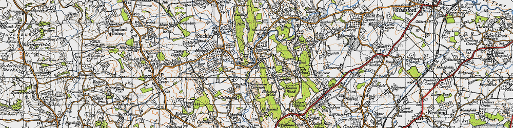 Old map of Longley Green in 1947