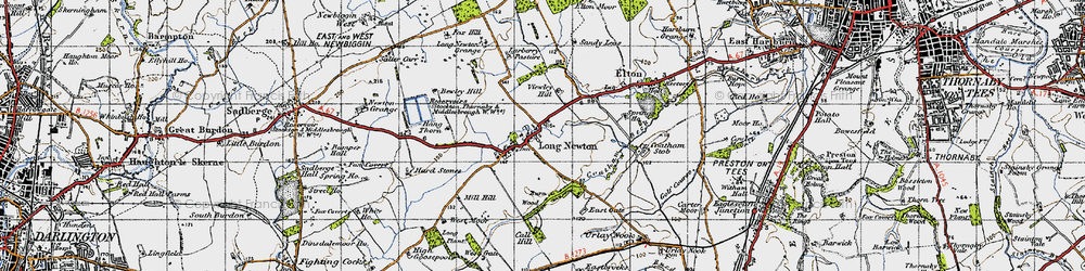 Old map of Longnewton in 1947