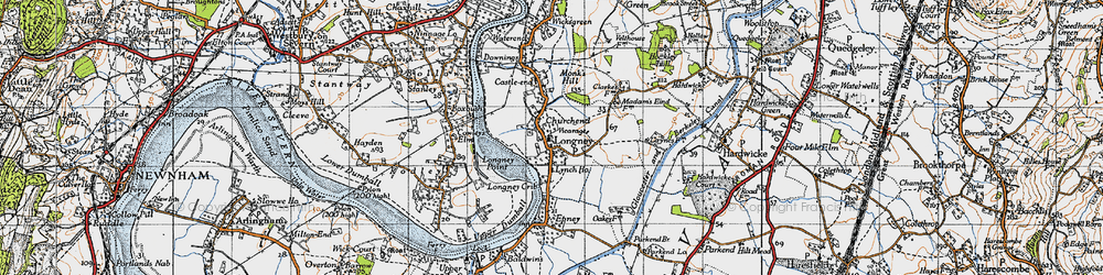 Old map of Longney in 1946