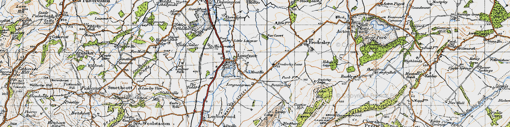 Old map of Longnor in 1947