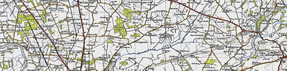Old map of Wide open Dykes in 1947