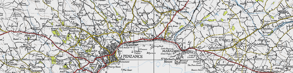 Old map of Longrock in 1946