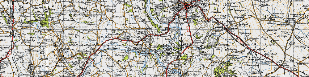 Old map of Longsdon in 1947