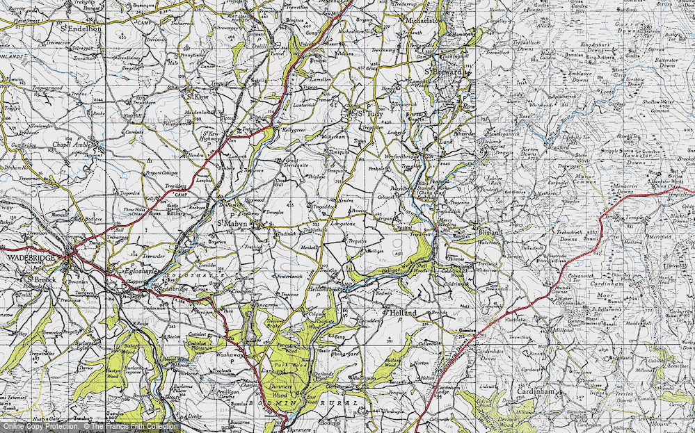 Old Map of Historic Map covering Bodrigan in 1946
