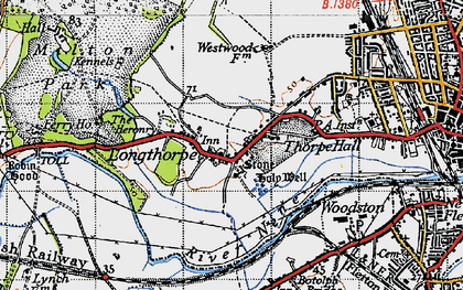 Old map of Longthorpe in 1946