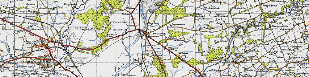 Old map of Longtown in 1947