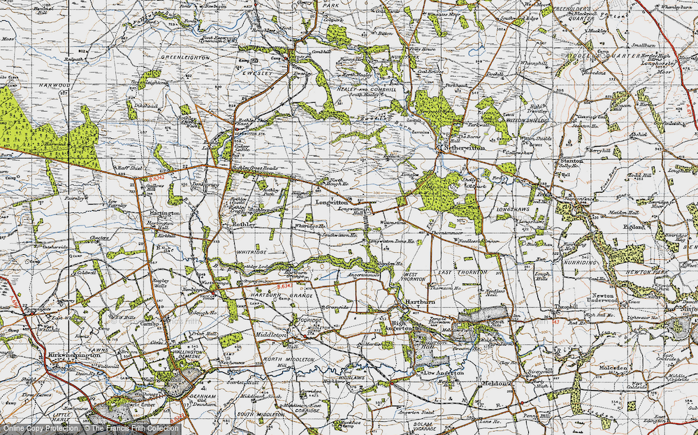 Old Map of Historic Map covering Broomfield Fell in 1947