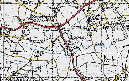 Old map of Lopen in 1945