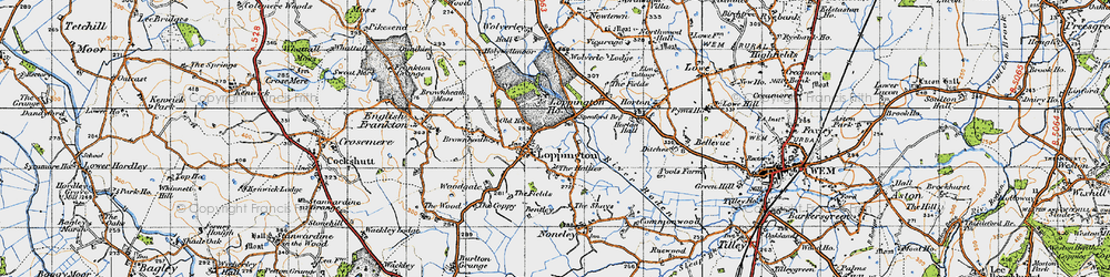 Old map of Loppington in 1947