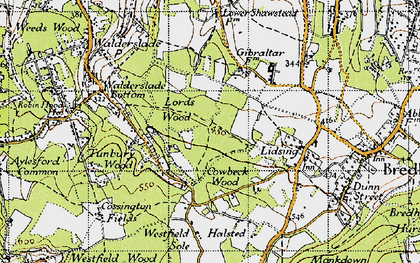 Old map of Lords Wood in 1946