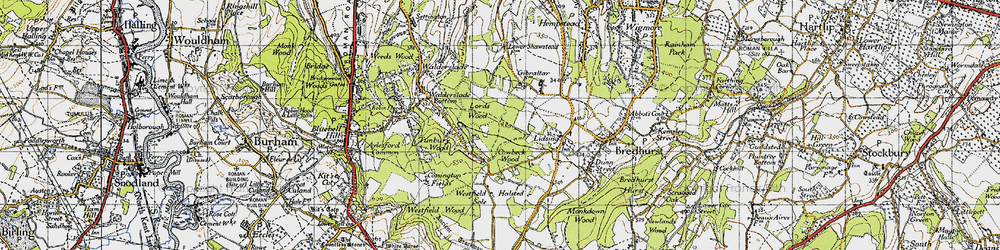 Old map of Lords Wood in 1946