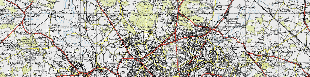 Old map of Lordswood in 1945