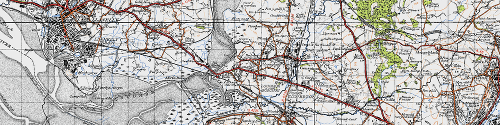 Old map of Loughor in 1947