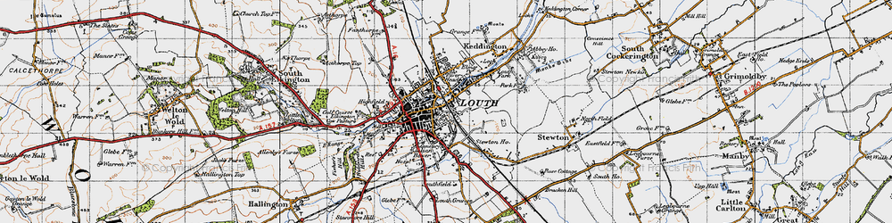Old map of Louth in 1946