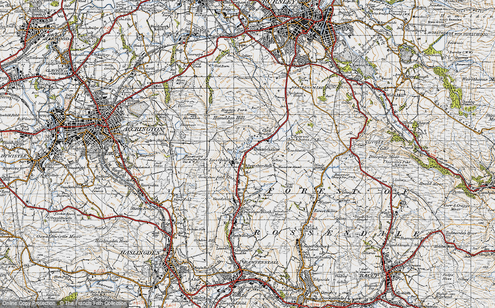 Old Map of Love Clough, 1947 in 1947