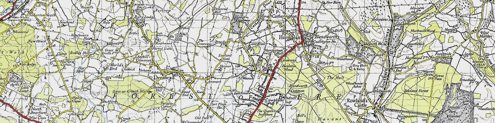 Old map of Lovedean in 1945