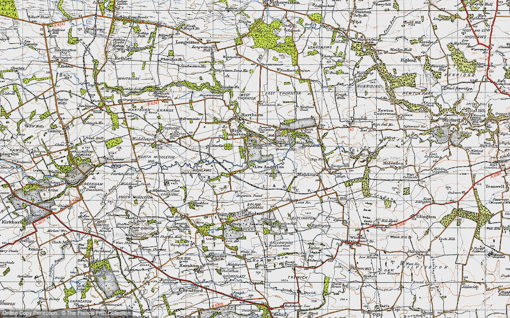 Old Map of Low Angerton, 1947 in 1947