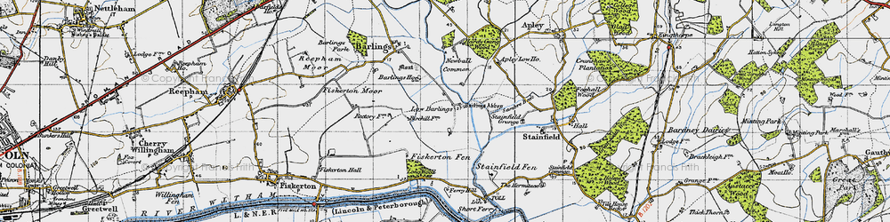 Old map of Low Barlings in 1947