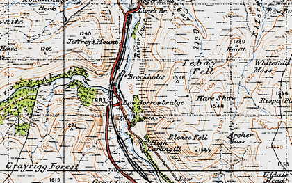 Old map of Low Borrowbridge in 1947