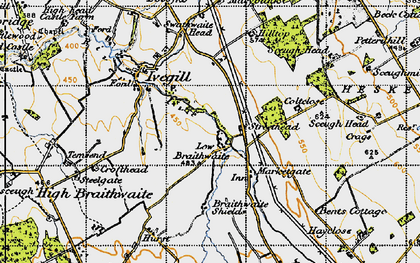 Old map of Braithwaite Shields in 1947